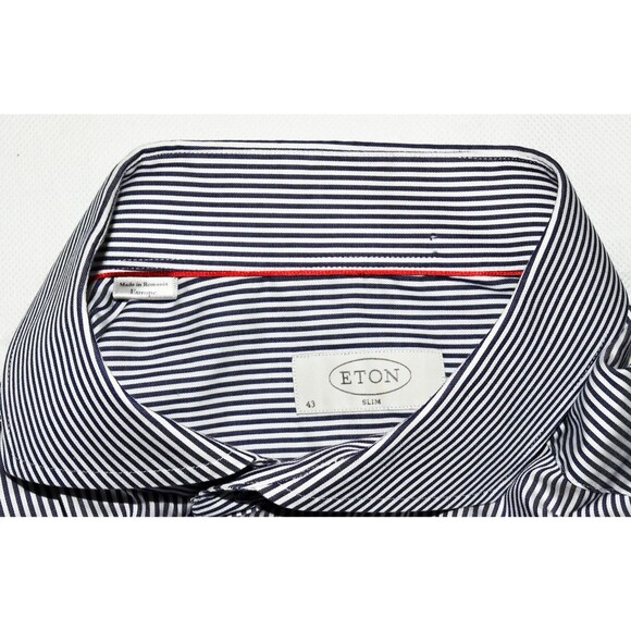ETON Slim Fit Men's Long Sleeve Button Up Striped Dress Shirt Size Large 43/17 - Picture 7 of 7